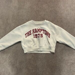 Zara Girls Graphic Cream Cropped Sweatshirt with Red Print.  Size 8-9